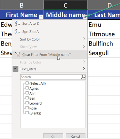 Turning off the filter