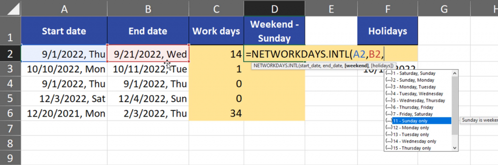  NETWORKDAYS.INTL function