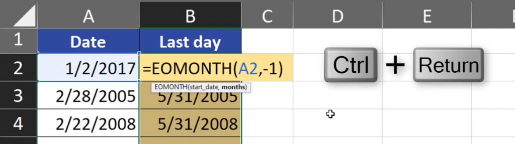 EOMONTH with a negative number