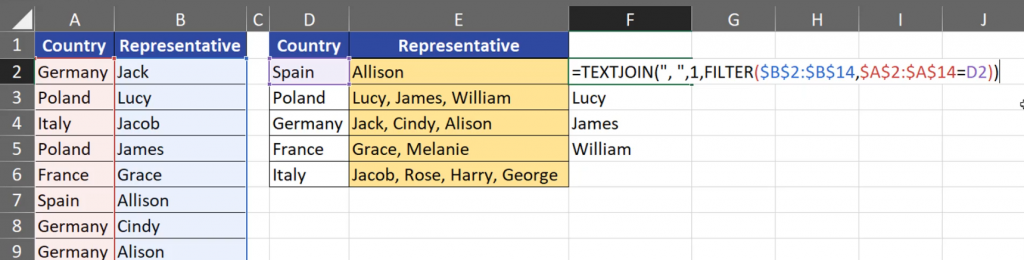 TEXTJOIN with FILTER function