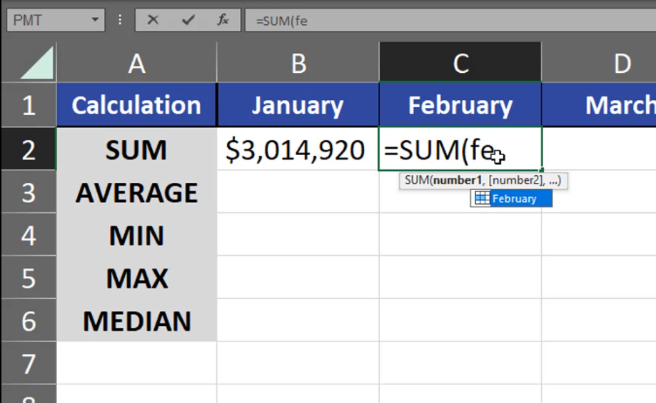 Excel is suggesting the new names