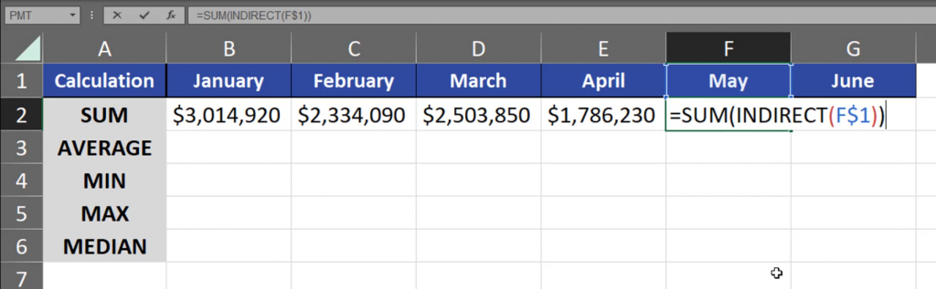 Sum from individual months