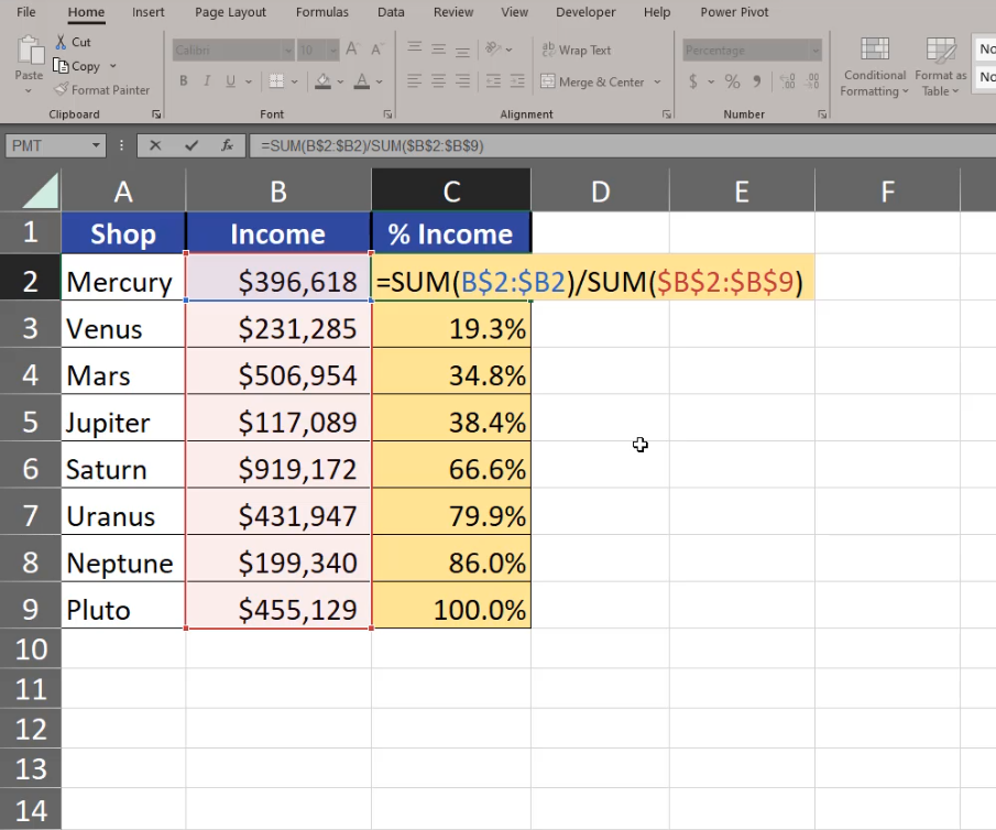 Cumulative percent calculations